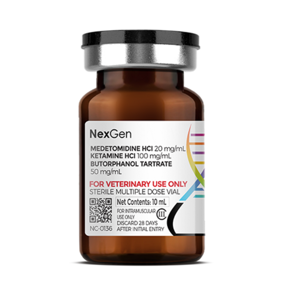 Medetomidine HCl, Ketamine HCl, and Butorphanol Tartrate are each potent compounds used in veterinary anesthesia. This specific injectable solution combines these three to leverage their unique properties for effective anesthesia and analgesia in animals. Composition Medetomidine HCl: 20 mg/mL Ketamine HCl: 100 mg/mL Butorphanol Tartrate: 50 mg/mL Pharmacological Properties Mechanism of Action Medetomidine HCl: An alpha-2 adrenergic agonist that induces sedation, analgesia, and muscle relaxation by inhibiting norepinephrine release. Ketamine HCl: A dissociative anesthetic that blocks NMDA receptors, providing profound analgesia and amnesia. Butorphanol Tartrate: An opioid agonist-antagonist that provides analgesia and sedative effects by acting on the central nervous system.